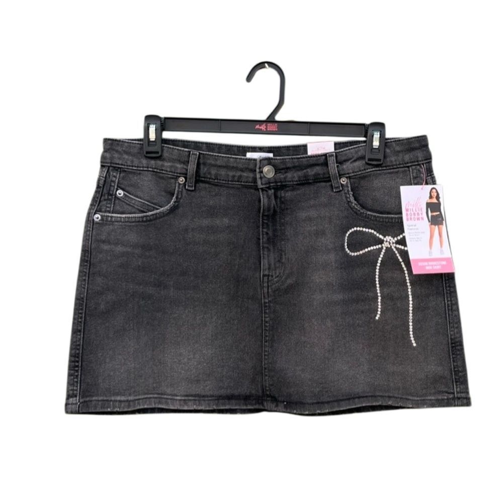 Women's Denim Mini Skirt With Rhinestones Size 10